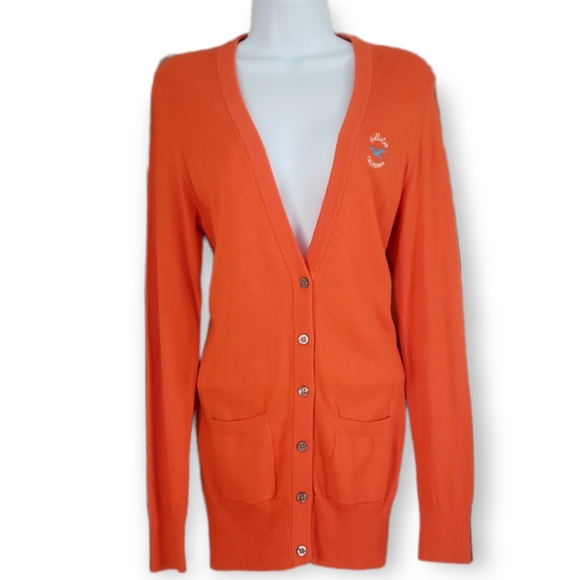 Hollister Sweaters - NWOT Hollister orange oversize button down cardigan sweater Womens Large